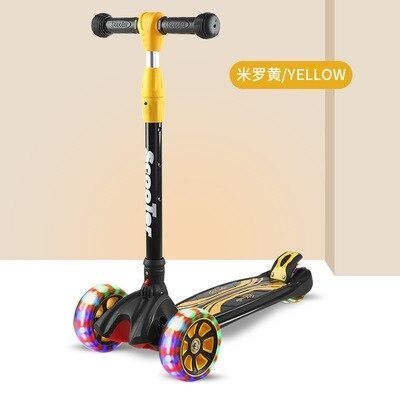 Foldable kids scooter with flashing wheels in Ahmedabad Gujarat India in yellow and black color