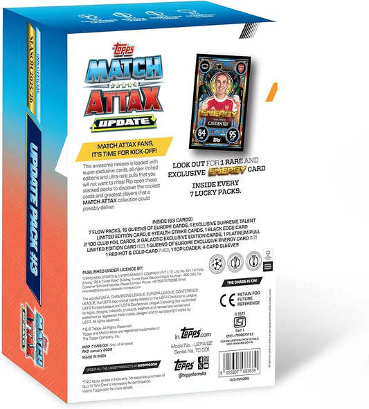 Topps Match Attax football card collection update pack, colorful design, for fans and collectors at Sam's Toy World
