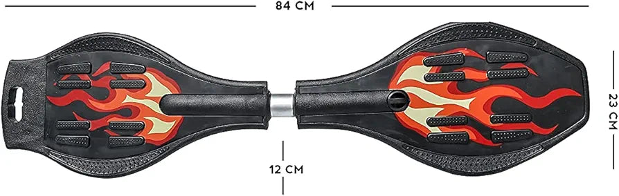 Black flame design wave board with metal torsion bar grip pads wave board for kids with LED wheels Ahmedabad Gujarat online India