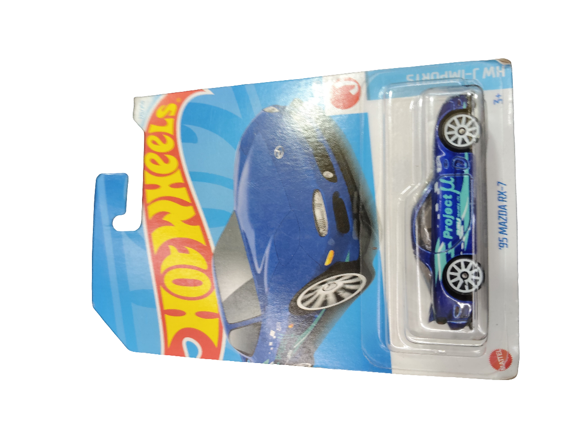Blue diecast car in blister pack Hot Wheels 95 Mazda RX-7 toy car Ahmedabad Gujarat online India .