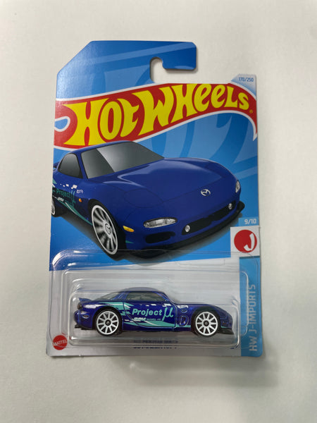 Hot Wheels 95 Mazda RX-7 toy car Ahmedabad Gujarat online India . Blue Project Mu livery die cast in blister pack retail