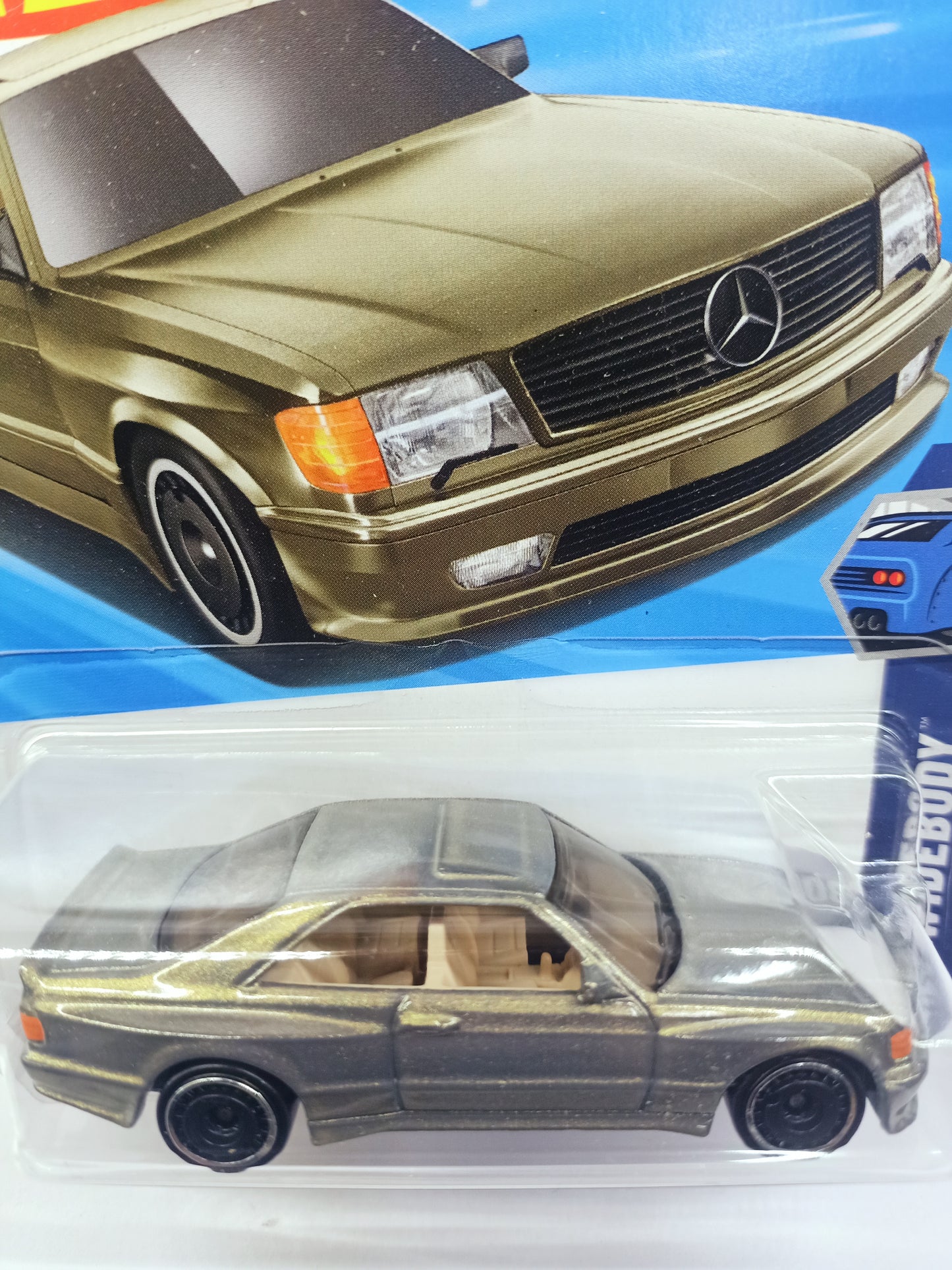 Buy Hot Wheels Mercedes-Benz 560 SEC collectible diecast car model in metallic gold color with detailed design