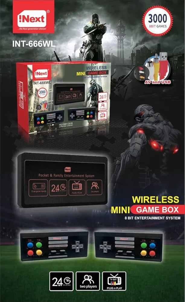 Wireless 2 player game console retro online Ahmedabad India with 3000 games and 24G wireless controllers
