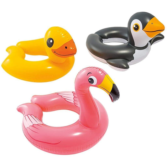 Intex children's swimming ring Ahmedabad at Sam's Toy World Shop featuring colorful duck, penguin, and flamingo designs