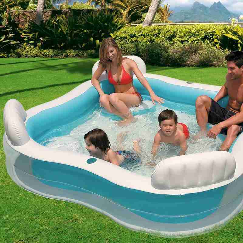 Intex inflatable family swimming pool full size Ahmedabad online India with kids and parents enjoying outdoor water fun