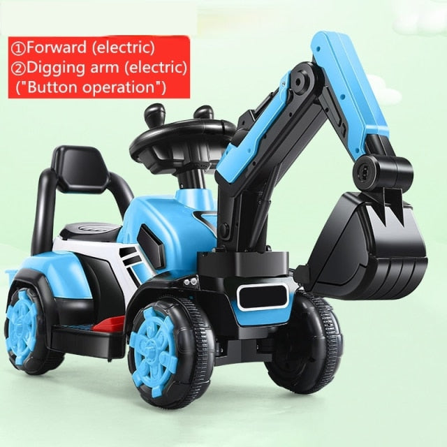 Blue JCB toy car for kids 2-8 years excavator battery operated with electric forward and digging arm