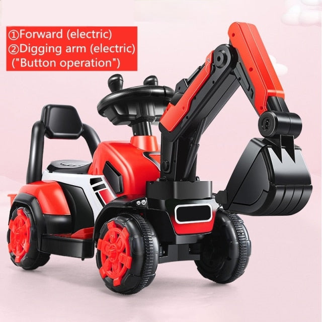 Red and black JCB toy car for kids 2-8 years excavator battery operated with electric forward and digging arm