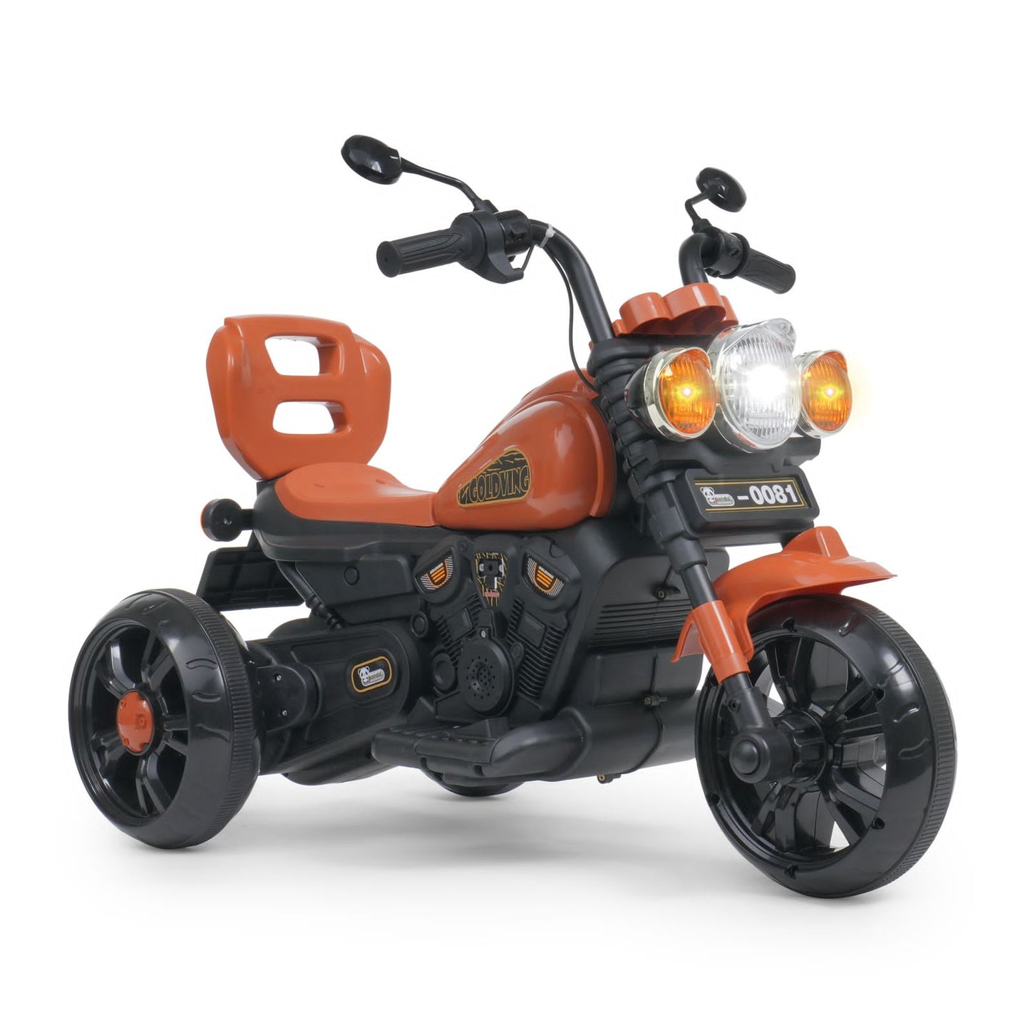 Kids goldwing ride on ev bike with warranty in Ahmedabad orange and black electric tricycle for children