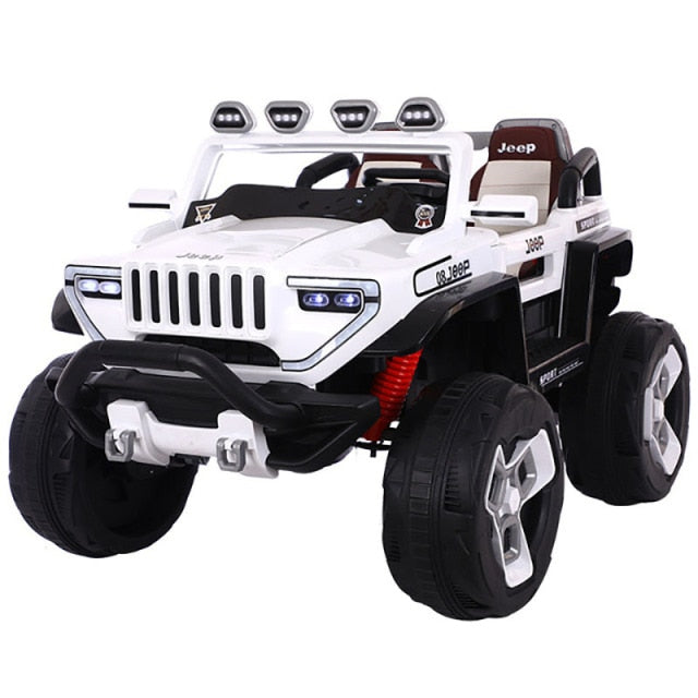 Kids Remote Control Ride on Jumbo Jeep with large tires and bright headlights for outdoor fun