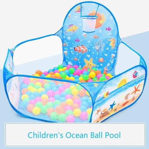 children's folding play ball pool tent with ocean balls blue foldable pop up ball pit with colorful balls for toddlers
