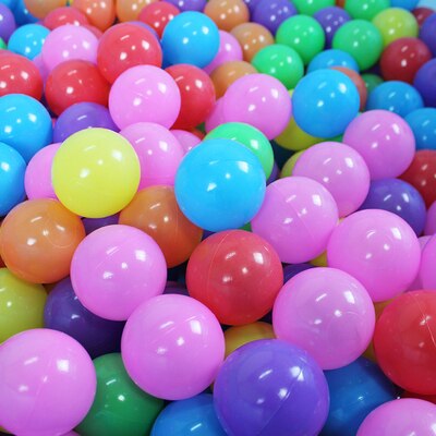 children's folding play ball pool tent with ocean balls filled with multicolor plastic play balls closeup