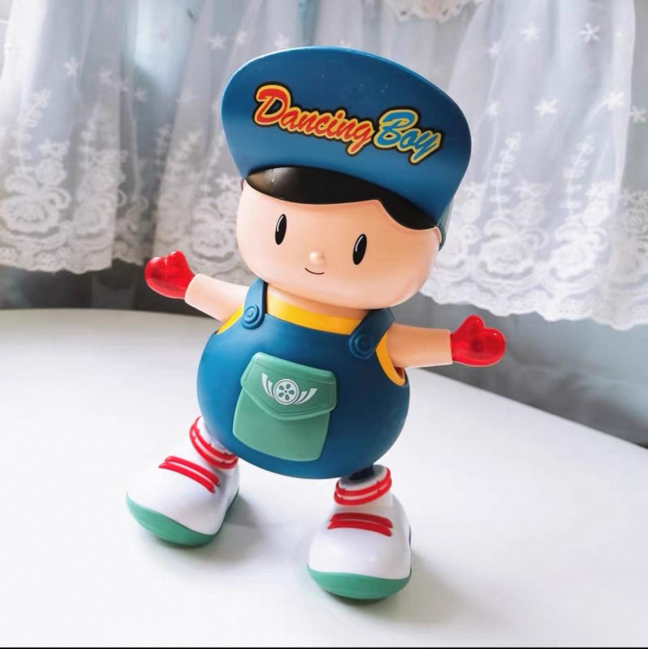 battery operated musical boy toy with dancing lights online blue Dancing Boy figure in overalls and sneakers