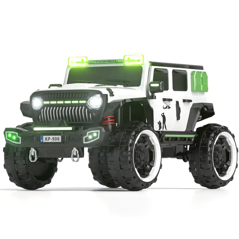 Heavy duty 4x4 ride-on kp 906 Make in Ahmedabad Gujarat white and black electric toy car with large tires