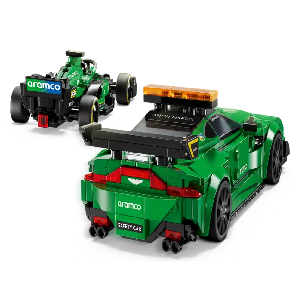 Buy Aston Martin Safety Car & AMR23 Lego India green LEGO Aston Martin safety car and AMR23 F1 car models
