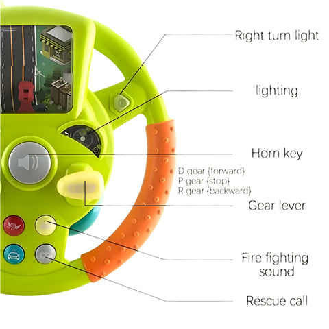 Green orange kids steering wheel with buttons and screen educational toy steering wheel for boys and girls Ahmedabad Gujarat