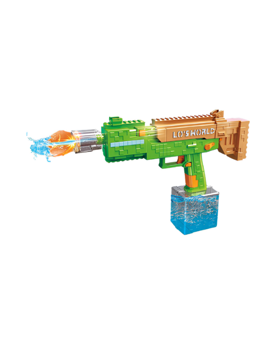 Green automatic water blaster rechargeable toy, side view, perfect as a holi gun in Ahmedabad