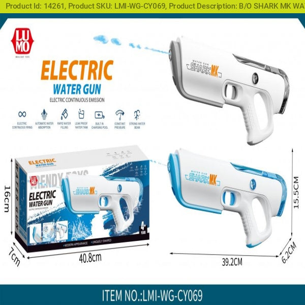 White rechargeable high-pressure water blaster with ergonomic design, side view, for fun water battles in Ahmedabad