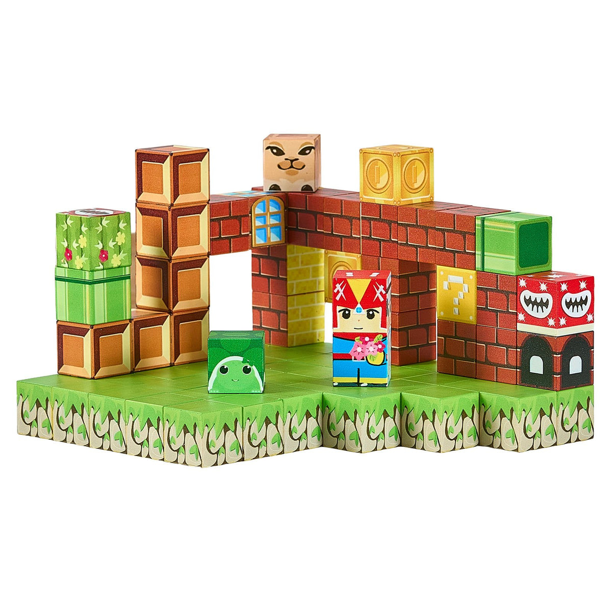 Colorful magnetic blocks arranged to create a playful scene, ideal for children's imaginative play