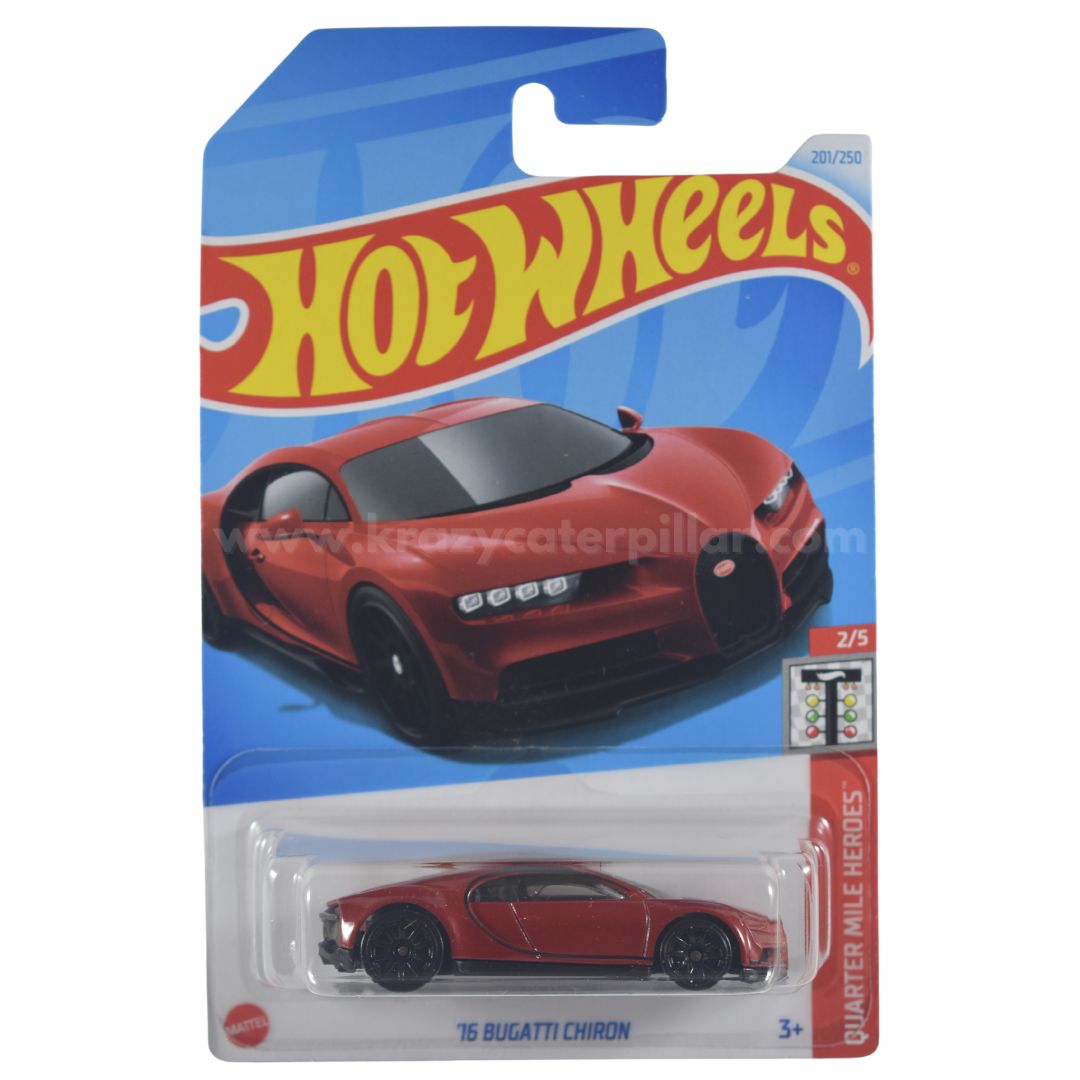 Hot Wheels collector car sale online Ahmedabad India featuring 76 Bugatti Chiron in red packaging