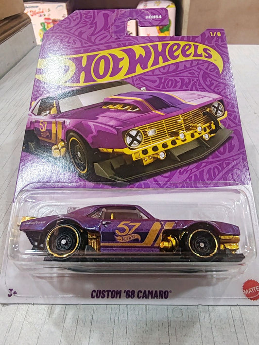 Hot Wheels Custom 68 Camaro purple Ahmedabad Gujarat online India . Carded purple and gold Custom 68 Camaro toy in blister pack