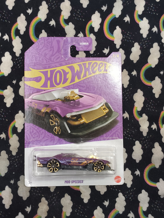 Hot Wheels Mod Speeder Purple car Ahmedabad Gujarat online India . Sealed Hot Wheels blister pack with gold accents
