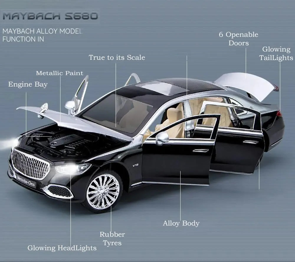 Mercedes Maybach S600 metal diecast model Ahmedabad with 6 openable doors glowing headlights and taillights