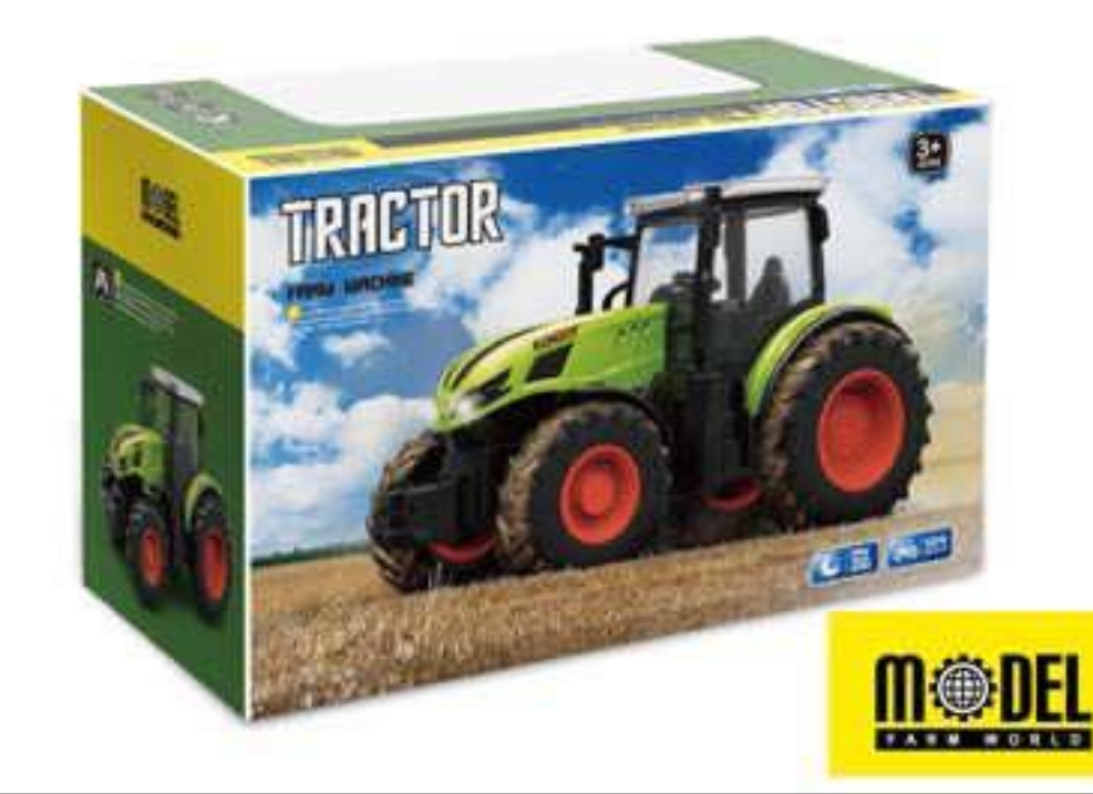 kids remote control green tractor Ahmedabad online India boxed toy tractor with red wheels and realistic cabin
