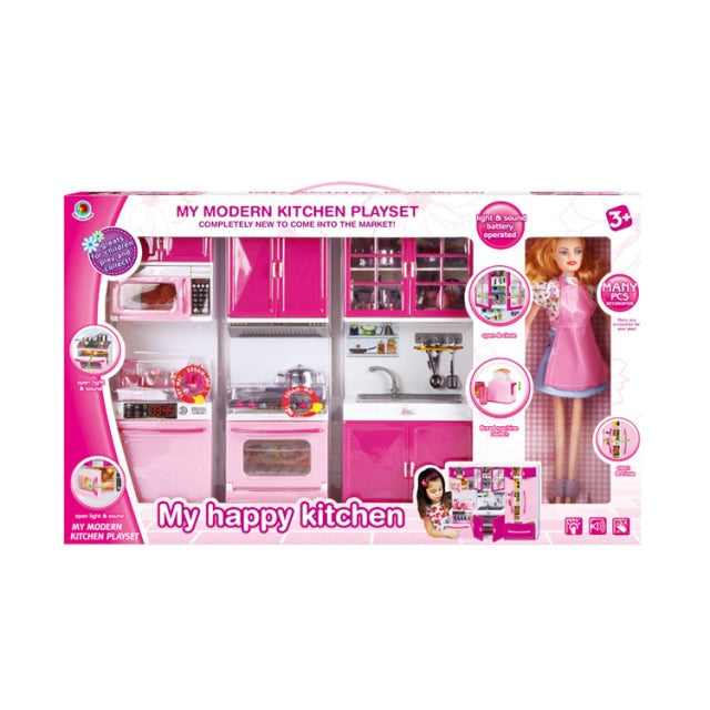 3 in 1 play kitchen set for children girl in Ahmedabad Gujarat with pink modern kitchen playset and doll