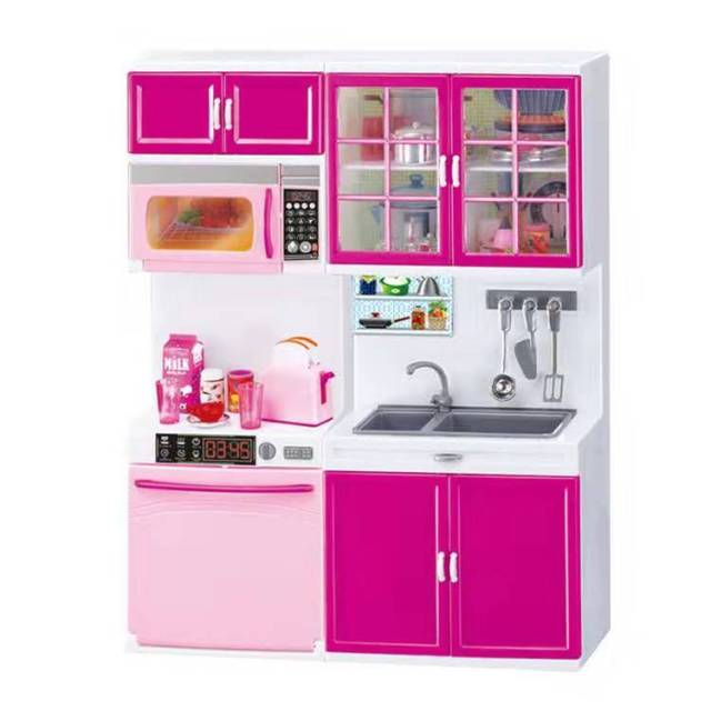 3 in 1 play kitchen set for children girl in Ahmedabad Gujarat with pink and white design and kitchen accessories