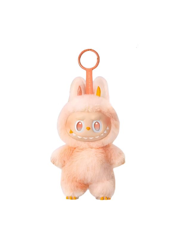 Official authentic Pop Mart India labubu doll online plush keychain with pink bunny costume