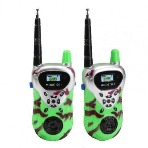Green camo toy set of two walkie talkies with antennas buttons parent child interactive wireless walkie talkie for kids