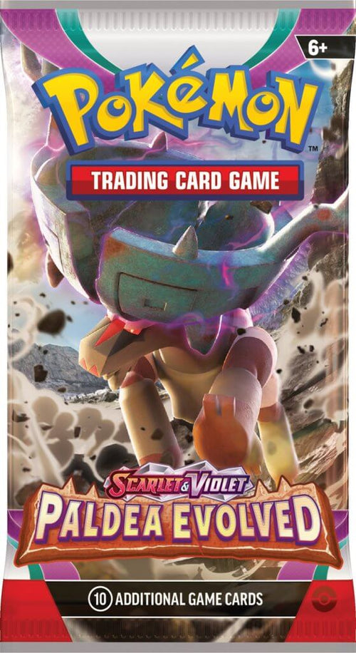 Pokemon Scarlet and Violet Paldea Evolved booster box online featuring trading card game pack with Pokémon character
