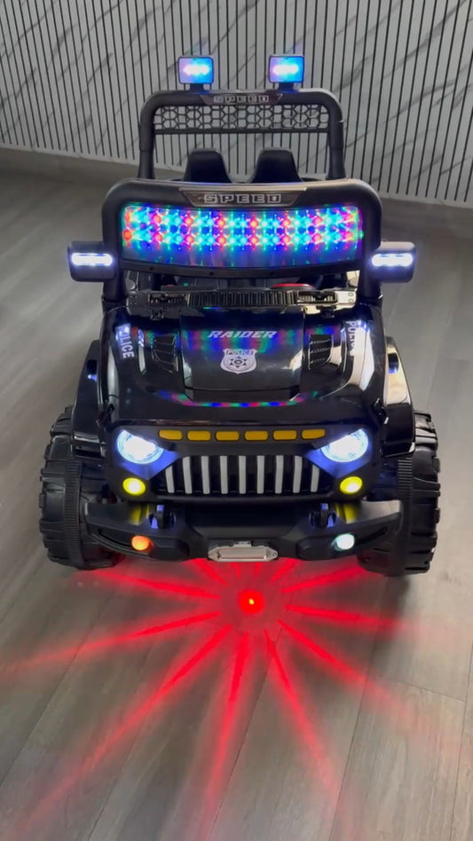 Black battery powered jeep for children 4x4 discount price with colorful LED lights and rugged tires