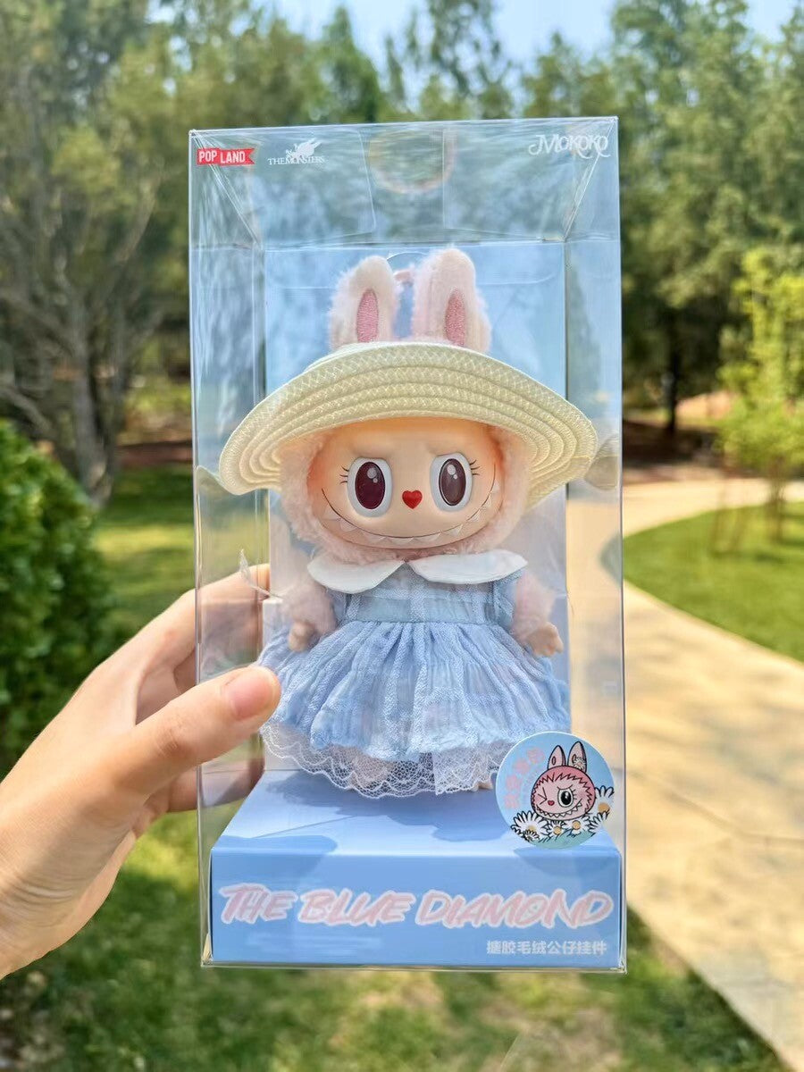 POP MART Labubu Blue Diamond figure 17 cm In Ahmedabad in a clear box with doll wearing blue dress and hat