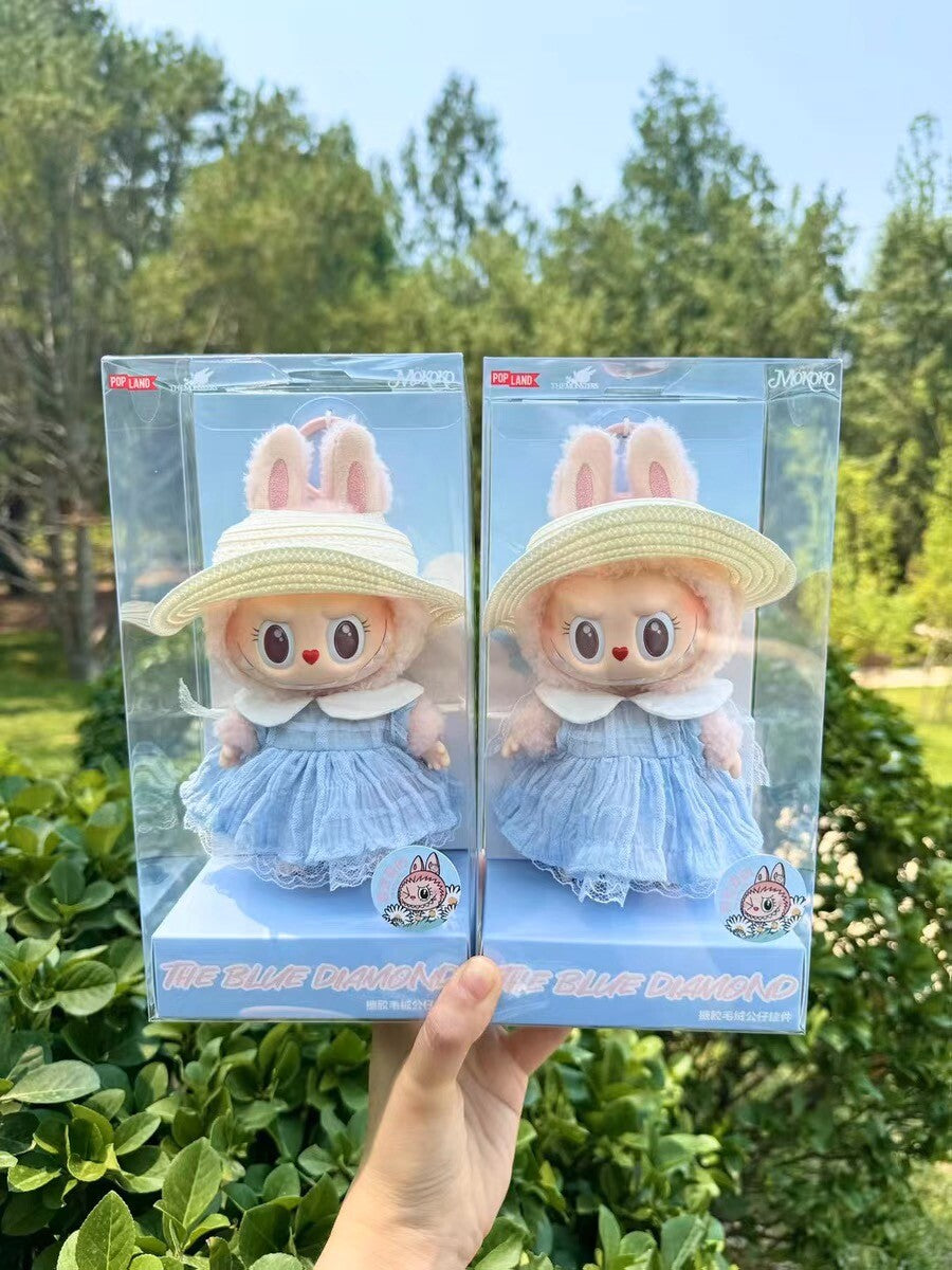 POP MART Labubu Blue Diamond figure 17 cm in Ahmedabad held outdoors, packaged in clear boxes