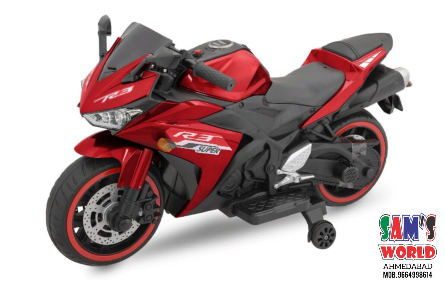 Red battery operated motorcycle for children R3 Bike kids near me Gujarat toy by FUN N FUNKY