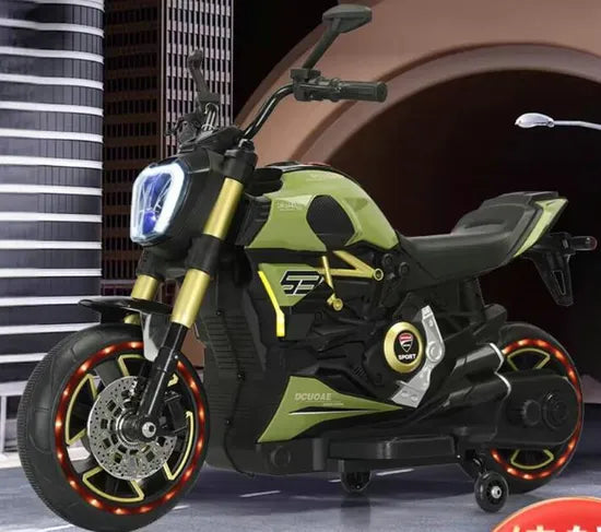 FUN N FUNKY rechargeable ride on motorcycle for children Gujarat with green and black sporty design
