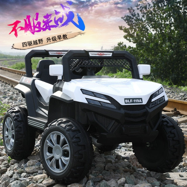 remote control off-road car for children with special offer price in white and black on rocky terrain