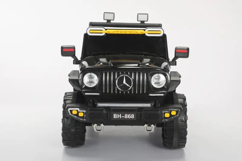 Black ride-on car for boys and girls Ahmedabad Gujarat with realistic headlights and rugged tires