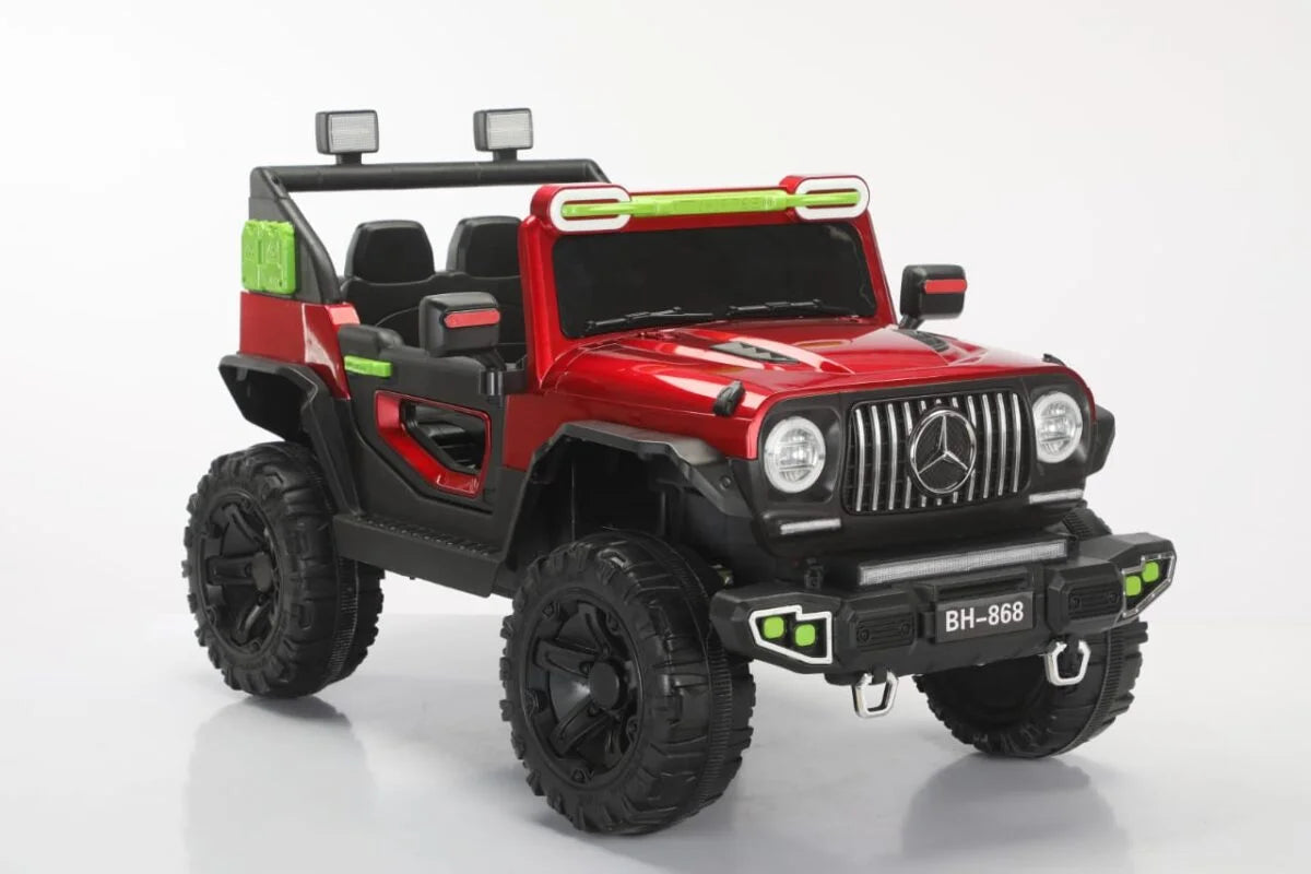 Red and black ride-on car for boys and girls Ahmedabad Gujarat with off-road tires and two seats