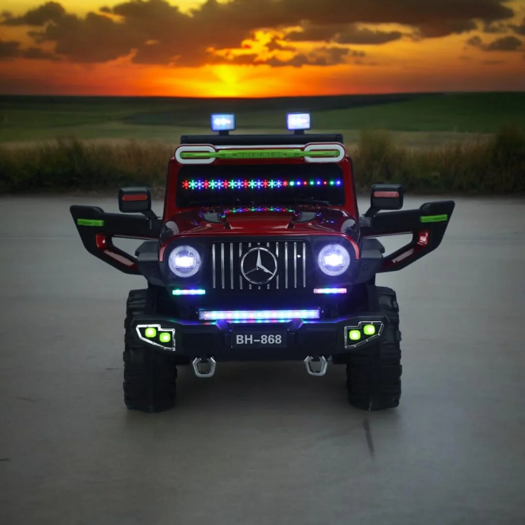 Red ride-on car for boys and girls Ahmedabad Gujarat with LED lights and realistic design