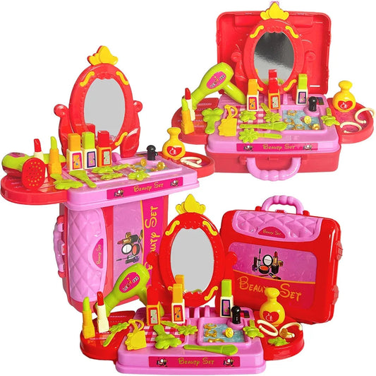 Buy 3 in 1 Beauty Set Learning Educational Make Up Suitcase Kit with Makeup Accessories Pretend Play Set Portable Suitcase Toy Gift for Girls - Pink samstoy.in Sams toy world shop in Ahmedabad Gujarat