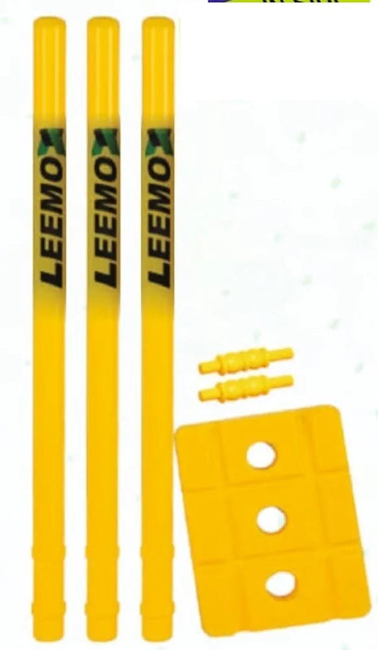 Buy Enterprise Heavy Plastic Cricket Large Stumps Set - 3 Stumps + 2 Bails + 1 Stand (Yellow)(Plastic Wicket Set) | Sams Toy world samstoy.in Sams toy world shop in Ahmedabad Gujarat