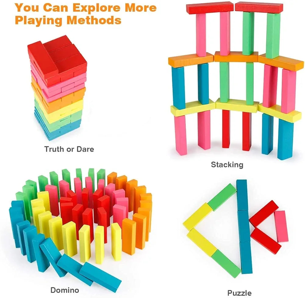 51 Pieces Wooden Stacking Board Games for Kids Adult and Families| Gentle | Balancing Building Blocks Game Toys with 1 Dice for Toddlers| Colored Building Blocks - Multi Color| Sams world š