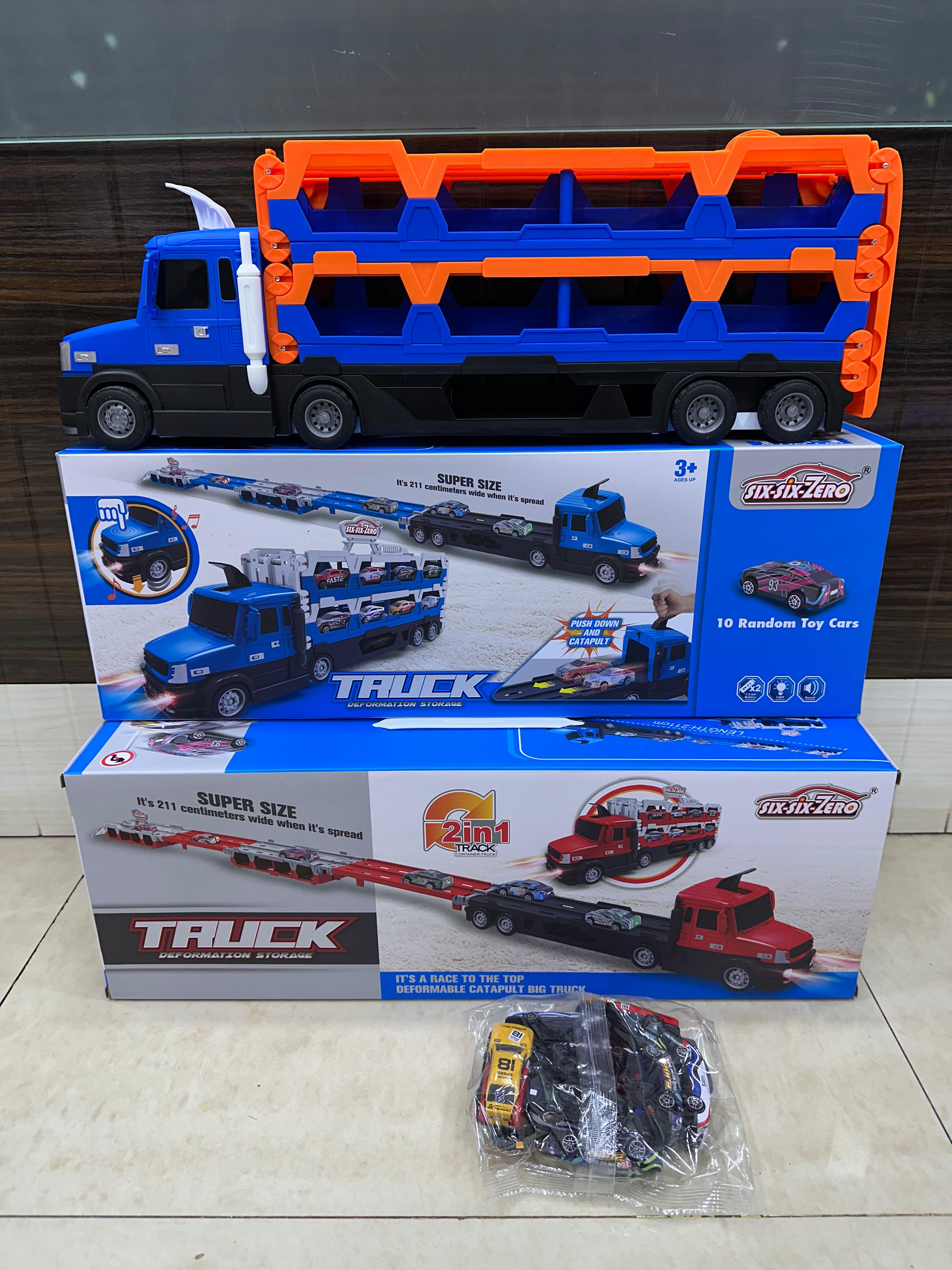 Truck Race Track Set, 55 Inch Race Track with 10 Die-Cast Metal Toy ...