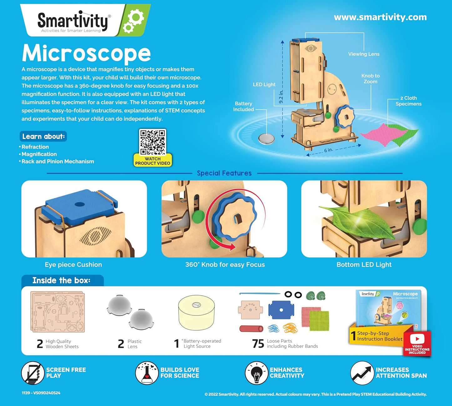Buy Smartivity Microscope | toy for kids |Cool Birthday Gifts Ideas for Boys & Girls |Science Toys for 8 to 14 Years I Wooden Engineering Game |sams Toy world samstoy.in Sams toy world shop in Ahmedabad Gujarat