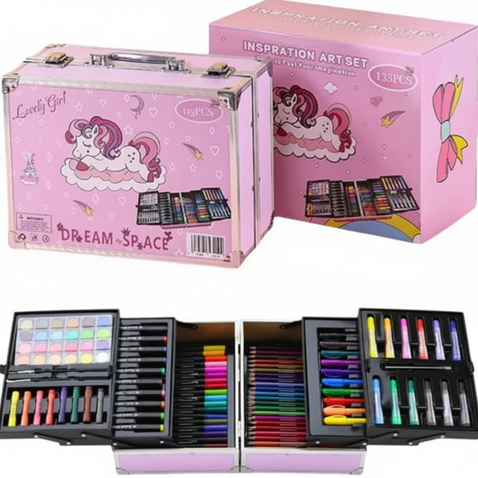 Buy Art Kit For Kids Aluminim Case Box With Drawing Book,Crayons, Oil Pastels, Colored Pencil And 133Pcs Art Set,Gift For Boys and Girls Sam's Toy World Sams toy world shop in Ahmedabad Gujarat