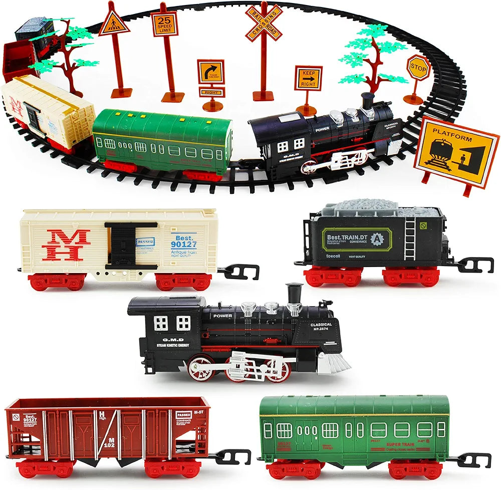 Classic American Kids Train Set 40 Pc Electric Train Toy and
