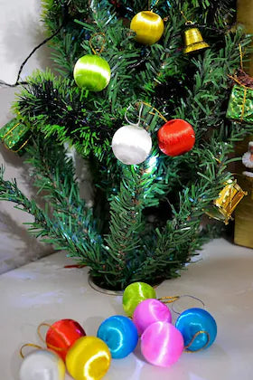 Buy Multicolor Hanging Balls Christmas Tree Ornaments 12 Piece | sams toy world Sam's Toy World Sams toy world shop in Ahmedabad Gujarat