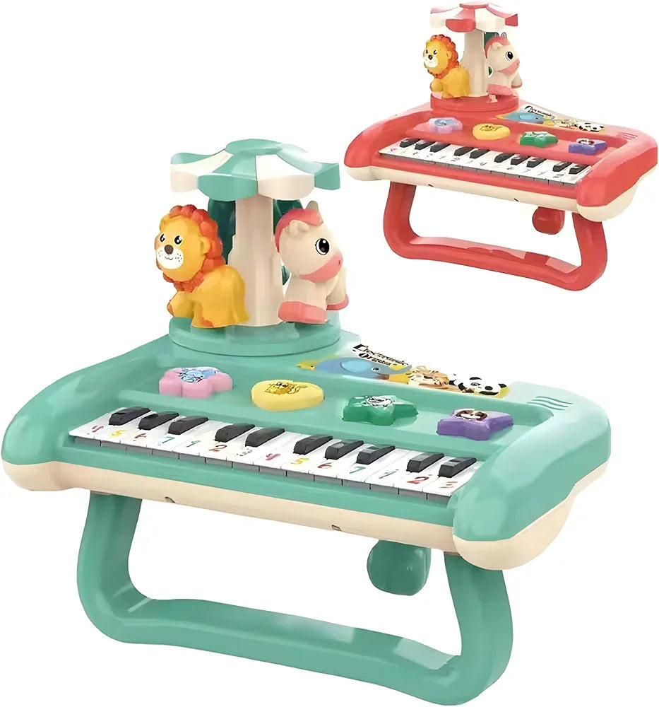Buy Rotary Animal Carousel Electronic Organ for Toddlers | 4-in-1 Musical Groundhog Game with Piano & Drums | 17 Nursery Rhymes, Lights & Sounds | Educational Baby Toy| 2 Colors Sam's Toy World Sams toy world shop in Ahmedabad Gujarat